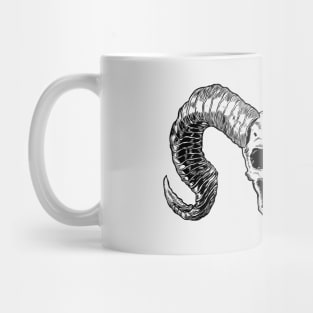 Skull Horn Demon Outline Lineart Black Mug